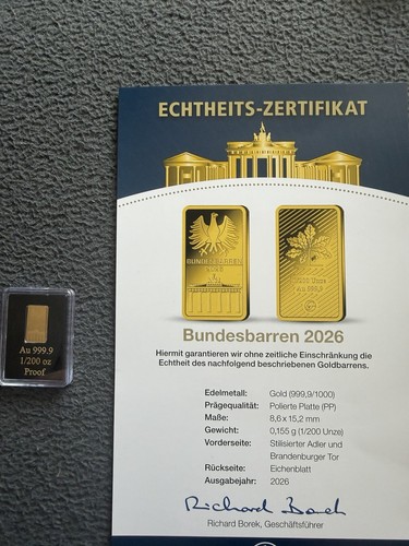 Bundesbarren 2026 goldbarren - bundesbarren,
